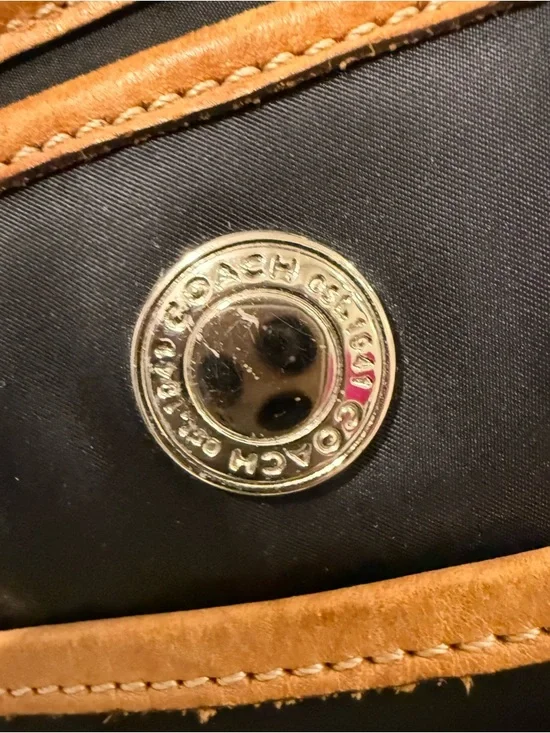 Coach 1941 Black Tote Bag with Light Blue Trim and Tan Accents - Picture 3 of 13